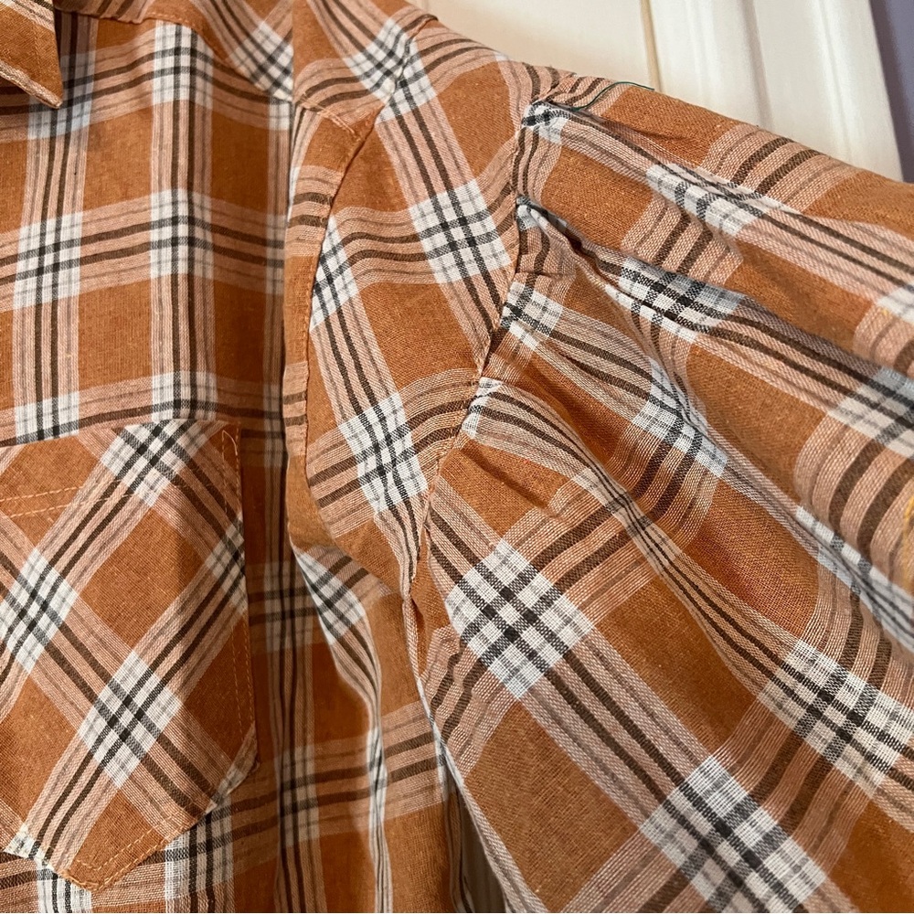 POL Orange Plaid Button Up Shirt Oversized L - Picture 6 of 16